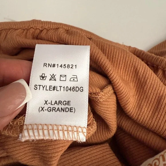 Listicle Women's Ribbed Knit Ruched Tie-Back Top in Tangerine Size XL - Picture 9 of 10